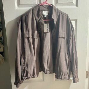 Nine West Gray Utility Bomber Jacket